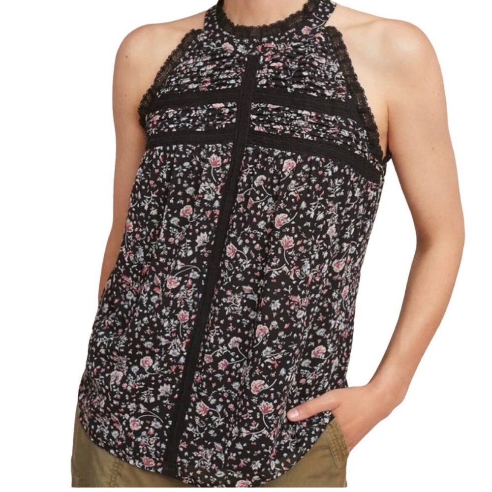 Anthropologie MAEVE Ruffled Sleeveless Floral Blouse